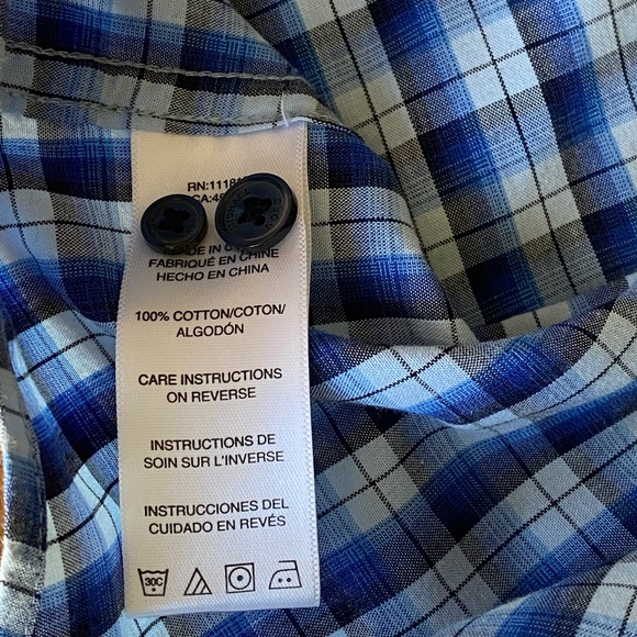 Michael Kors long sleeve shirt roll tab 2 pocket button up blue plaid XL - Picture 15 of 16